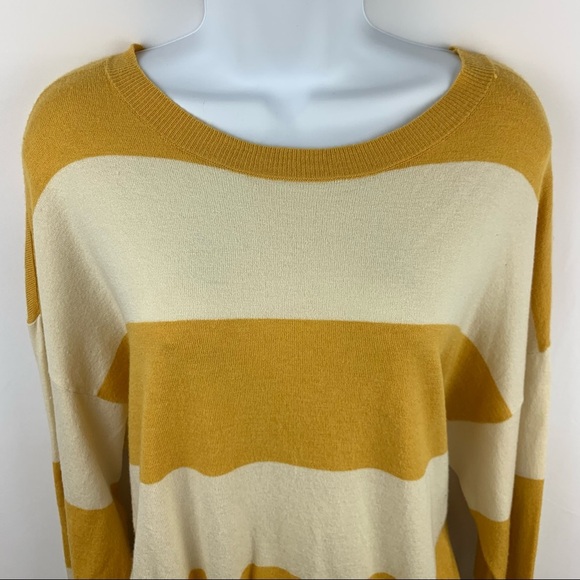 Aerie Yellow Off White Stripe Sweater - Picture 3 of 13